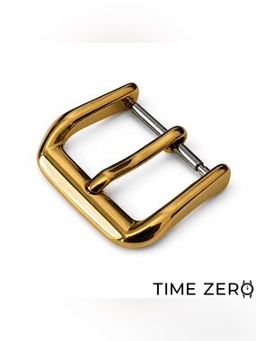 Gold Polished Steel Replacement Watch Buckle for Time Zero Leather Strap Band